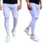 Imagem de Kit 2 Calças Masculinas Jeans Skinny De Lycra Rasgado Slim