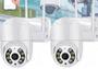Imagem de Kit 2 Câmera Segurança wifi ip Prova Dágua Infravermelho Lâmpada Sem Fio Externa 360 Wifi a8