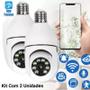 Imagem de Kit 2 Câmeras Lâmpadas de Segurança Ip Wifi 360 Giratória Visão Noturna Full Hd Com Anatel e Sensor de Movimento e Infra