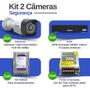 Imagem de Kit 2 Câmeras Segurança Full HD DVR Intelbras 4 Canais Com HD Completo