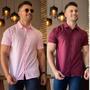 Imagem de Kit 2 Camisa Social Masculina Manga Curta De Botão Slim Linha Premium Casual Lisa Não Amassa Envio Imediato Moda Premium