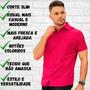 Imagem de Kit 2 Camisa Social Masculina Manga Curta De Botão Slim Linha Premium Casual Lisa Não Amassa Envio Imediato Moda Premium