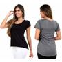 Imagem de Kit 2 Camiseta Blusa Feminina Comprida De Academia Vest leg