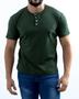 Imagem de Kit 2 Camiseta Henley Canelado Masculina 4 Botões Slim M Curta