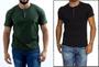 Imagem de Kit 2 Camiseta Henley Canelado Masculina 4 Botões Slim M Curta