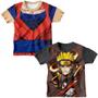 Imagem de Kit 2 Camiseta Infantil Menino Fantasia Goku Dragon Ball e Naruto Shippuden Camisa Estampada 3D