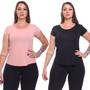 Imagem de Kit 2 Camisetas Feminina Dry Fit Manga Curta Baby Look Tshirt Básica Lisa Academia Treino Esporte