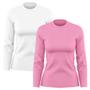 Imagem de Kit 2 Camisetas Feminina Manga Longa Dry Básica Lisa Proteção Solar UV Térmica Blusa Academia Esporte Praia