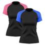 Imagem de Kit 2 Camisetas Feminina Raglan Dry Fit Proteção Solar UV Básica Lisa Treino Academia Ciclismo