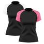 Imagem de Kit 2 Camisetas Feminina Raglan Dry Fit Proteção Solar UV Básica Lisa Treino Academia Ciclismo