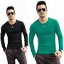 Imagem de Kit 2 Camisetas Masculinas Slim Fit Justa Manga Longa