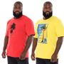 Imagem de Kit 2 Camisetas Plus Size Estampada  Masculina Varias Cores 