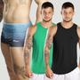 Imagem de Kit 2 Camisetas Regatas Dry 1 Sunga Estampada Boxer Premium
