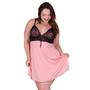 Imagem de Kit 2 Camisola Plus Size Detalhe Renda Bicolor - KIT 2 SHEYLA PRETO ROSÊ