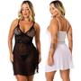 Imagem de Kit 2 Camisola Transparente De Tule Feminino Íntimo Sensual Conforto Sexy Lingerie Linha Noite