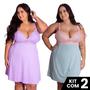 Imagem de Kit 2 Camisolas Plus Size Romantic Sexy Tamanho Grande Confortável Charmosa