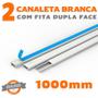 Imagem de Kit 2 Canaletas PVC Branco com Fita Dupla Face de 1 Metro