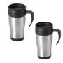 Imagem de Kit 2 Caneca Termica Para Cafe Com Alça Inox Com Tampa Parede Dupla Cerveja 400ml