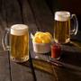 Imagem de Kit 2 canecas gourmet servir chopp oslo bar cervejaria 360ml zero grau com alça apoio dedo vidro reforçado buffet