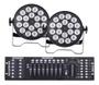 Imagem de Kit 2 Canhão Refletor 18 Leds Rgbwa Uv 6in1 Dj + Mesa Dmx