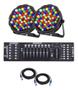 Imagem de Kit 2 Canhão Slim Rgbwa 60 Led 5w + Mesa Dmx C/cabos 5m