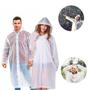 Imagem de kit 2 capa chuva com Gabardina grossa e comprida transparente reforçada reutilizável