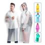 Imagem de kit 2 capa chuva com Gabardina grossa e comprida transparente reforçada reutilizável