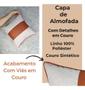 Imagem de Kit 2 Capas Para Almofadas Linho Detalhes Couro Luxo Decoração Sofisticada 45x45cm e 30x50cm