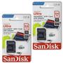 Imagem de Kit 2 Cartão Memória Micro SD Sandisk 64GB Classe 10 Ultra