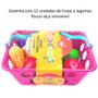 Imagem de Kit 2 Cestas Compras com 24 Verduras Legumes Frutas Infantil