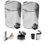 Imagem de Kit 2 Cesto Lixo Lixeira 5 Litros 100% Inox Pedal Banheiro