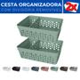 Imagem de Kit 2 Cesto Organizador Rattan c/ Divisória Removível 17x11