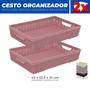 Imagem de Kit 2 Cestos Organizador Armário Gaveta Lavanderia G 45x32