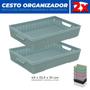 Imagem de Kit 2 Cestos Organizador Armário Gaveta Lavanderia G 45x32