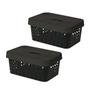Kit 2 Cestos Organizadores com Tampa 4,5 Litros 26x18x11 Caixa Organizadora Multiuso Rattan - Usual Utilidades Imagem de Kit 2 Cestos Organizadores com Tampa 4,5 Litros 26x18x11 Caixa Organizadora Multiuso Rattan