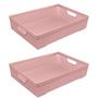 Imagem de Kit 2 Cestos Organizadores Juta A5 2 L Rosa 24x16,5x6,5 Cm