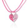 Imagem de kit 2 colares amizade best friend amigas + pingente coração menina moda presente rosa ajustavel