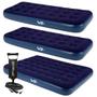 Imagem de Kit 2 Colchões Infláveis Solteiro + 1 Colchão Casal Flocked Comfort com Bomba Manual Vg Plus