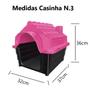 Imagem de Kit 2 Comedor Inox Chalesco Antiderrapante +Casa Pet N3 Rosa