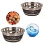 Imagem de Kit 2 Comedouro e Bebedouro M para Cachorro Com Lousa Durapet Bowl em Aço Inox