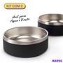 Imagem de Kit 2 Comedouros Cachorro Pet Aço Inox 946ml Madog Preto