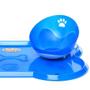 Imagem de Kit 2 Comedouros Inclinados + Bandeja Formato Osso Pet Azul  Truqys 