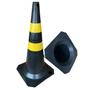 Imagem de Kit 2 Cone de Sinalização 75cm para Trânsito Estacionamento EPI Segurança Preto e Amarelo