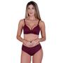 Imagem de Kit 2 Conjunto Conforto Sutiã Bojo Flex e Calcinha Microfibra - c15 KIT 2 MARAVILHA PRETO E VINHO