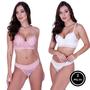 Imagem de Kit 2 Conjunto de Lingerie com Bojo e Renda Com Elástico Anatômico - KIT 2 CONJ. JESSICA ROSA BRANCO