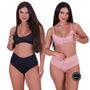 Imagem de Kit 2 Conjunto de Pós Parto Sutiã de Amamentação e Calcinha Cós Alto -c15 KIT 2 JOLIE PRETO E ROSA