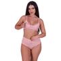 Imagem de Kit 2 Conjunto de Pós Parto Sutiã de Amamentação e Calcinha Cós Alto -c15 KIT 2 JOLIE PRETO E ROSA