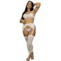 Imagem de Kit 2 Conjunto Feminino Cinta Liga Meia Calça De Perna Lingerie Fantasia De Renda Completo