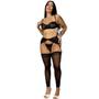 Imagem de Kit 2 Conjunto Lingerie Cinta Liga Feminino De Renda Completo Meia Calça De Perna Fantasia