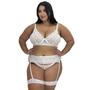 Imagem de Kit 2 Conjunto Lingerie Plus Size Sutiã sem Bojo e Perneira Sensual - KIT 2 AMÉLIA PRETO E BRANCO